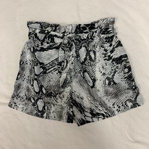 SHEIN Paperbag Waist Snakeskin Shorts